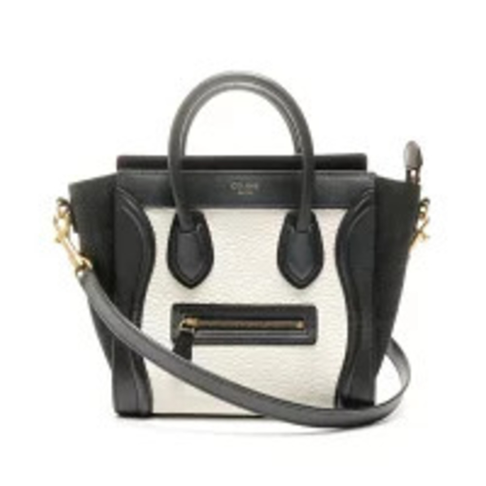 Celine Luggage Leather Handbag Black White